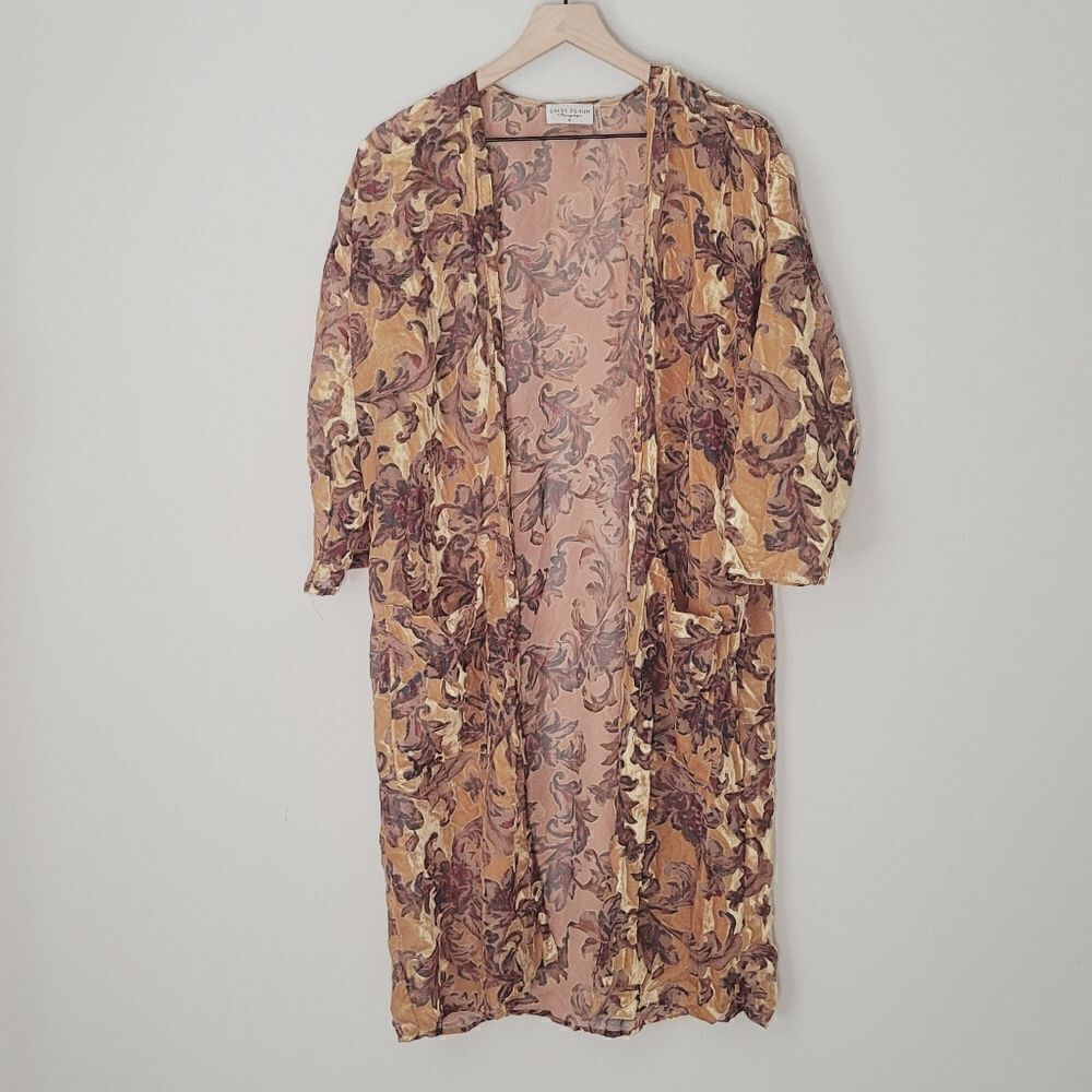 Dress Forum Velvet & Chiffon Kimono in Gold Size Medium